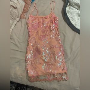 Lucky in the sky Coral/pink mini dress